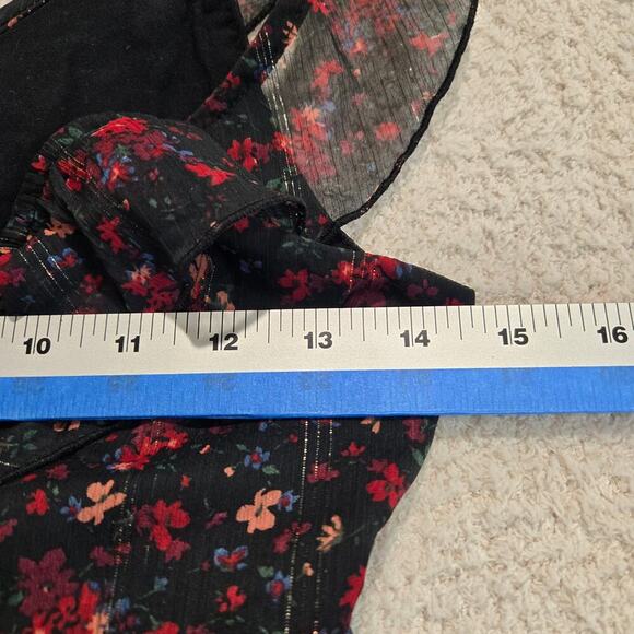 A & F Floral Print Ruffle Crop Top Blouse XS Feminine Romantic Cottagecore - Picture 4 of 8